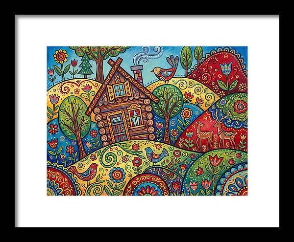 Log Cabin In Vibrant Landscape