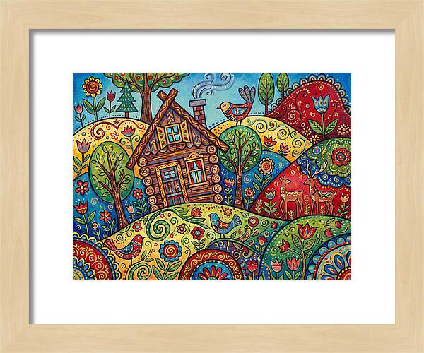 Log Cabin In Vibrant Landscape