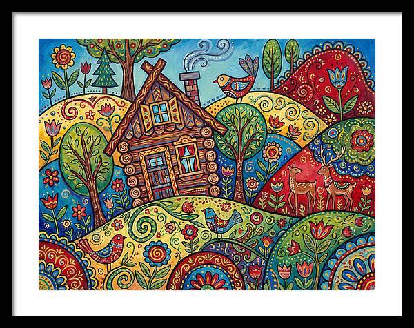 Log Cabin In Vibrant Landscape