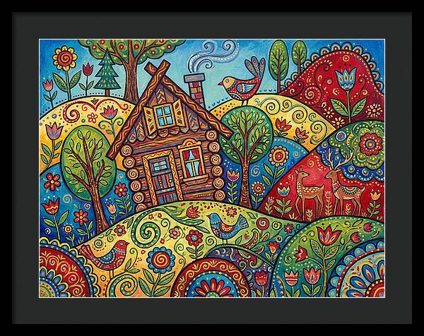 Log Cabin In Vibrant Landscape