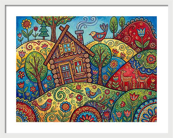 Log Cabin In Vibrant Landscape