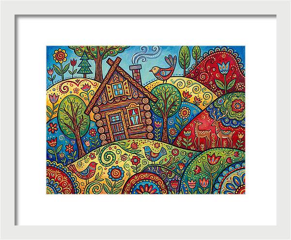Log Cabin In Vibrant Landscape
