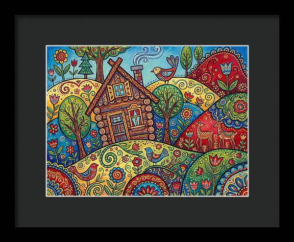 Log Cabin In Vibrant Landscape