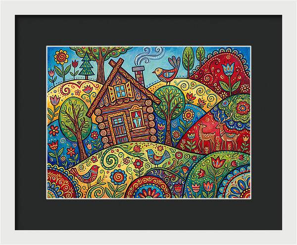 Log Cabin In Vibrant Landscape