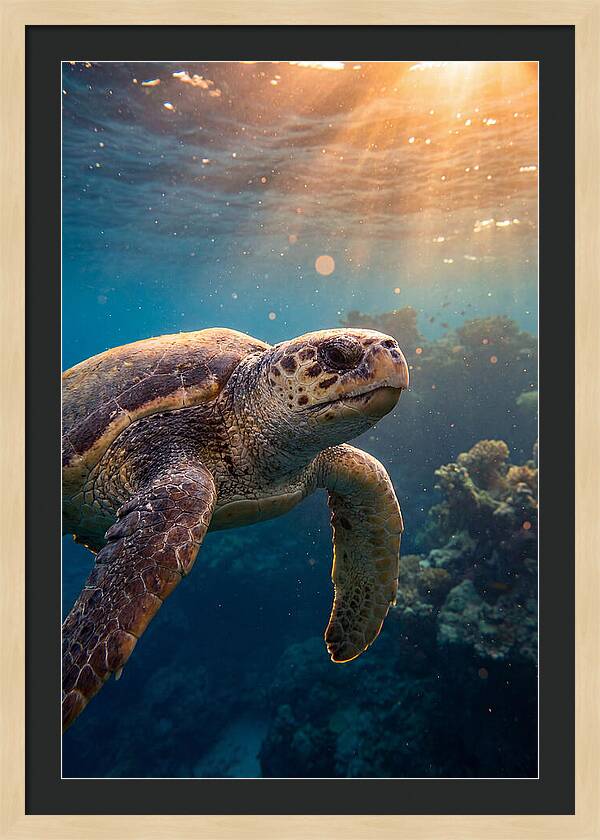 Loggerhead Sea Turtle Gliding