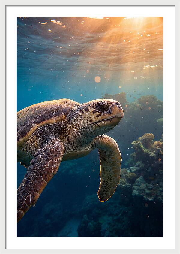 Loggerhead Sea Turtle Gliding
