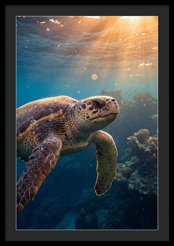 Loggerhead Sea Turtle Gliding