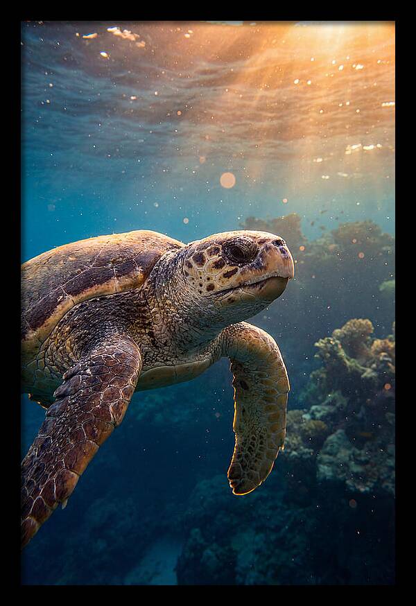 Loggerhead Sea Turtle Gliding