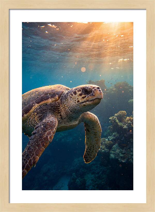 Loggerhead Sea Turtle Gliding