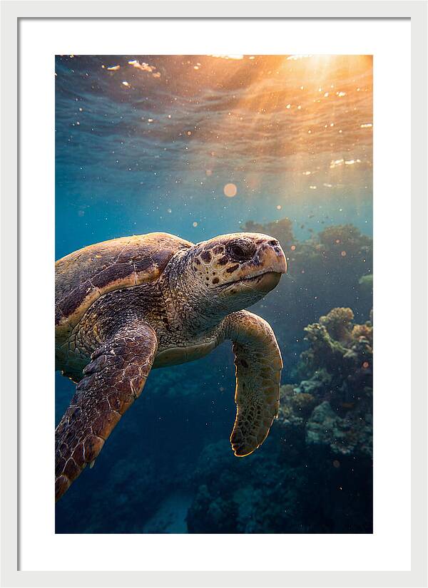 Loggerhead Sea Turtle Gliding