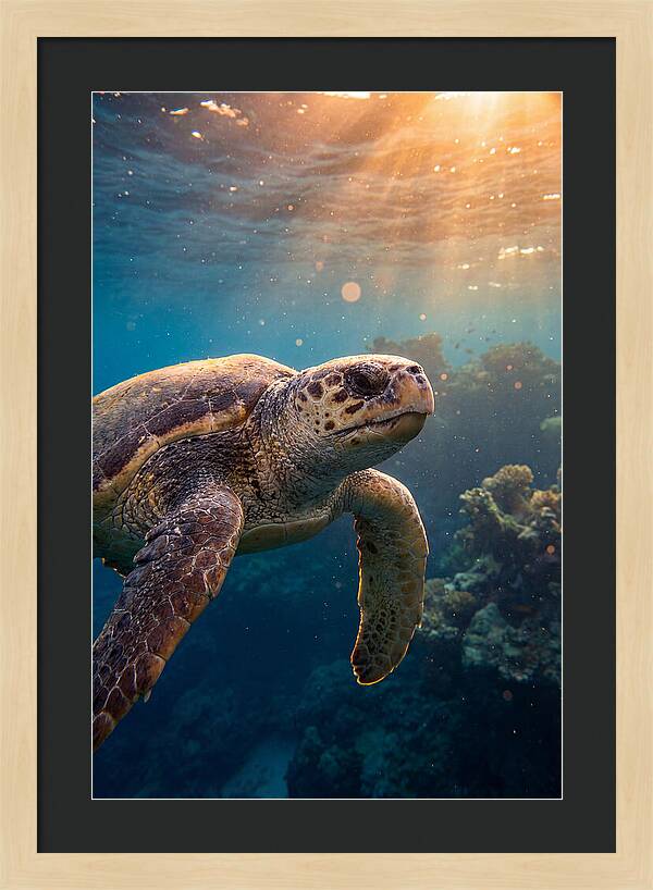 Loggerhead Sea Turtle Gliding