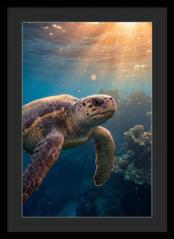 Loggerhead Sea Turtle Gliding