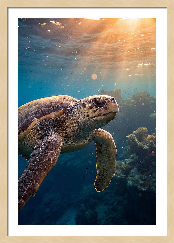 Loggerhead Sea Turtle Gliding