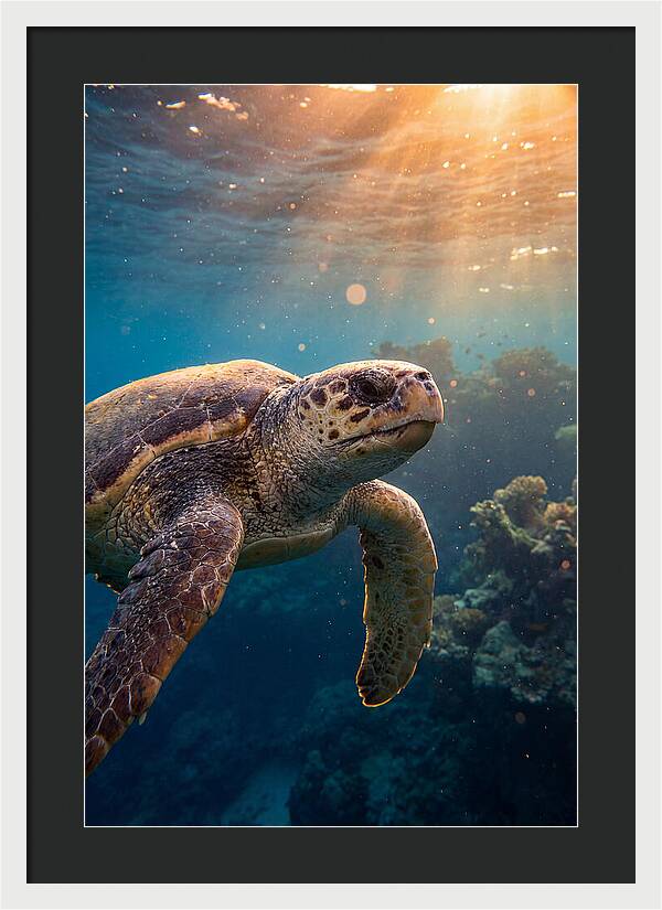 Loggerhead Sea Turtle Gliding