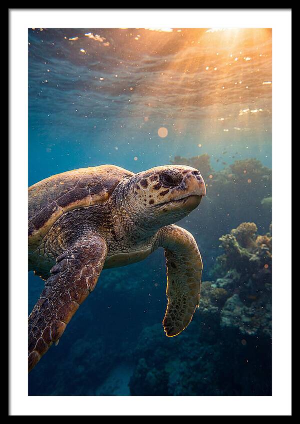 Loggerhead Sea Turtle Gliding
