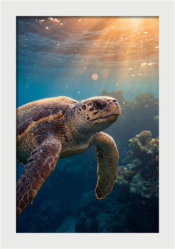 Loggerhead Sea Turtle Gliding