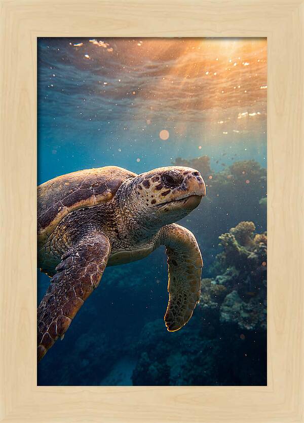Loggerhead Sea Turtle Gliding