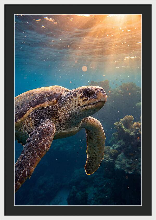 Loggerhead Sea Turtle Gliding