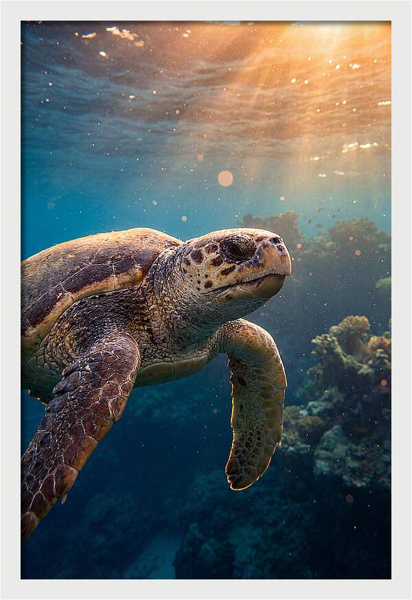 Loggerhead Sea Turtle Gliding