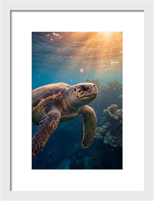 Loggerhead Sea Turtle Gliding
