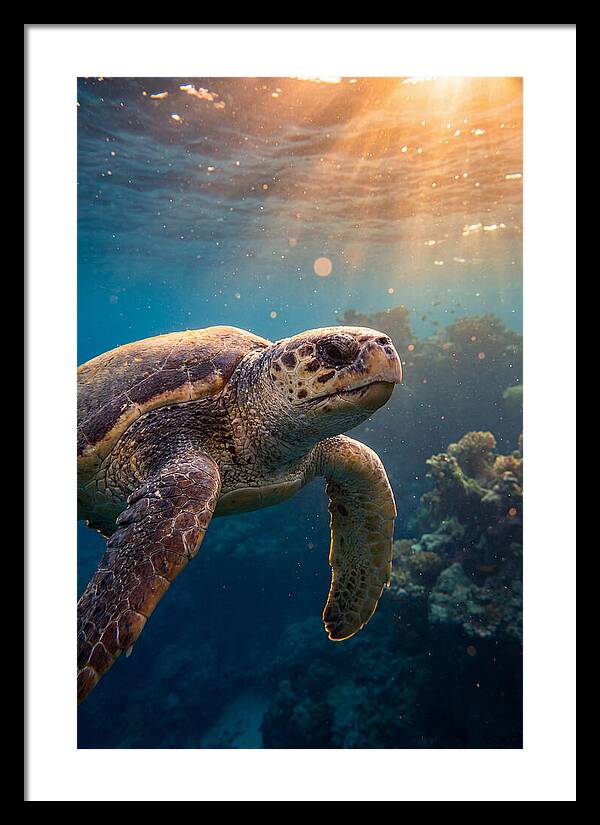 Loggerhead Sea Turtle Gliding