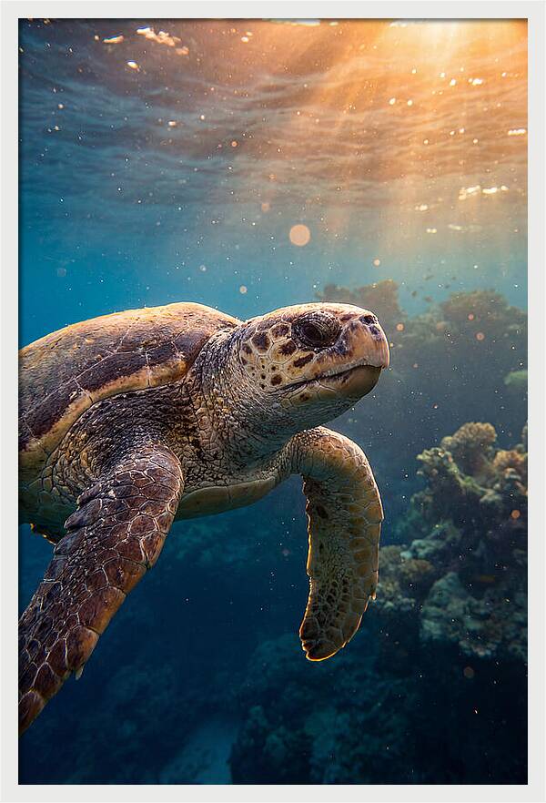Loggerhead Sea Turtle Gliding