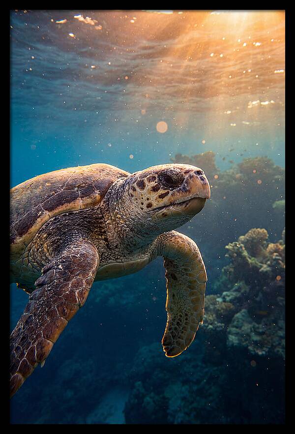 Loggerhead Sea Turtle Gliding