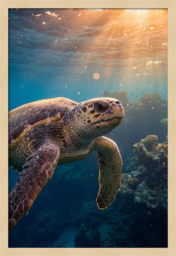 Loggerhead Sea Turtle Gliding