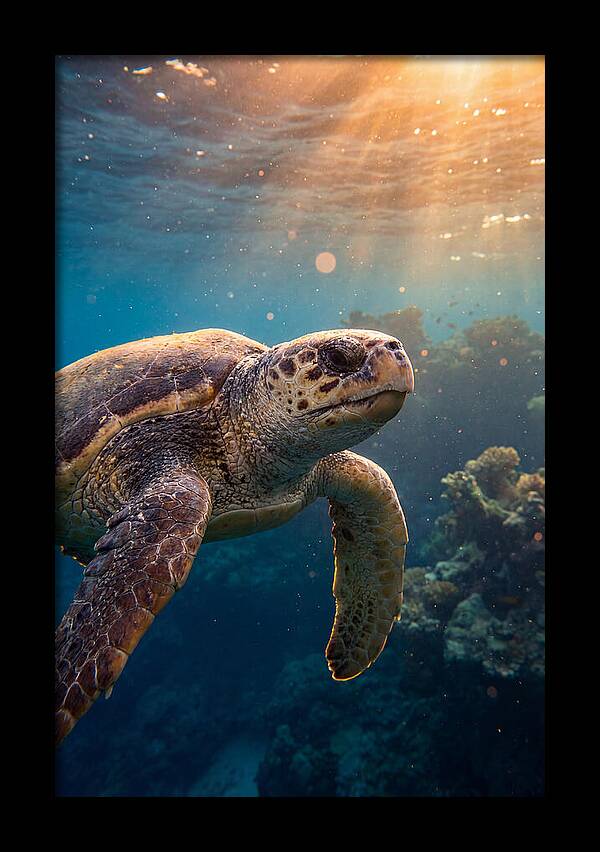Loggerhead Sea Turtle Gliding