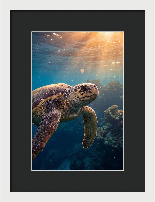 Loggerhead Sea Turtle Gliding