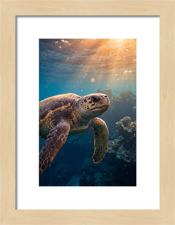 Loggerhead Sea Turtle Gliding