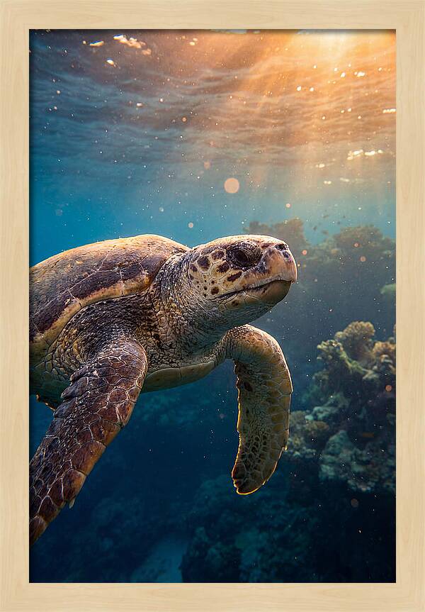 Loggerhead Sea Turtle Gliding
