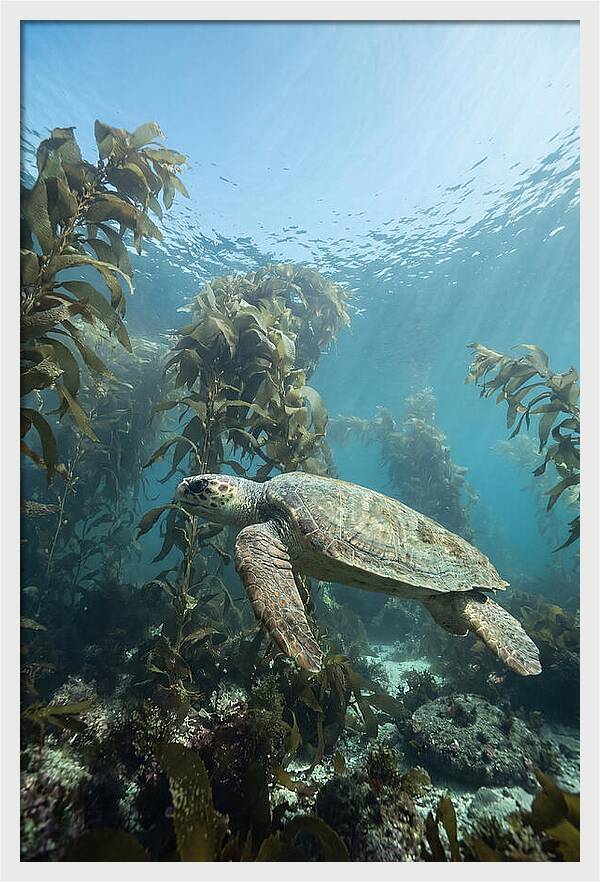 Loggerhead Sea Turtle In Kelp