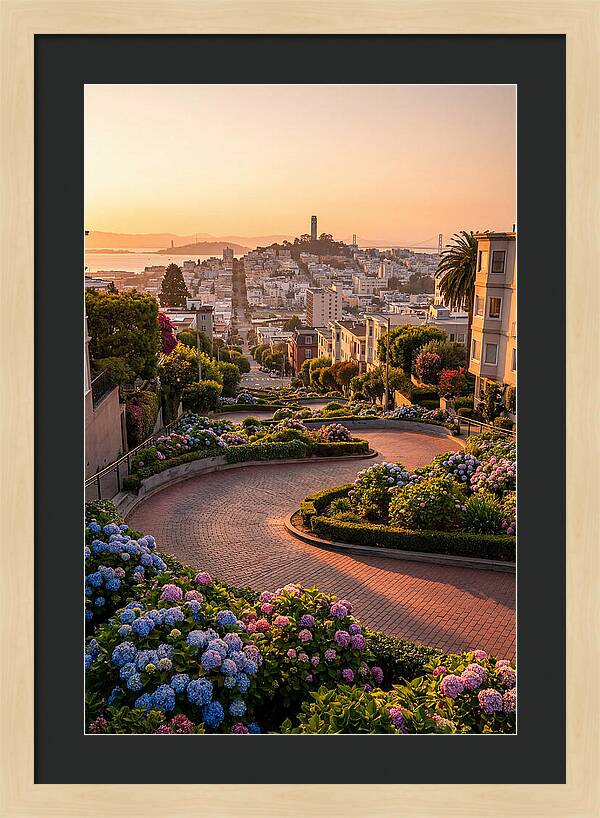Lombard Street Curves At Golden Hour