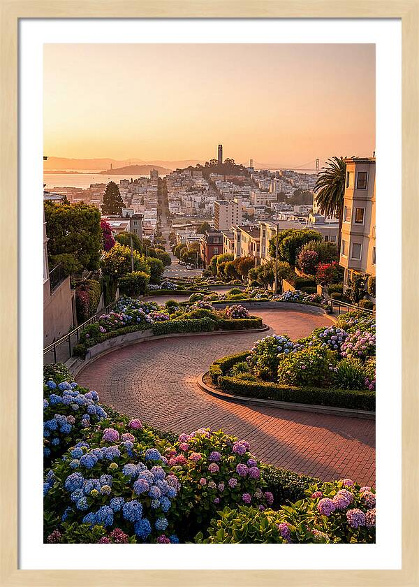 Lombard Street Curves At Golden Hour