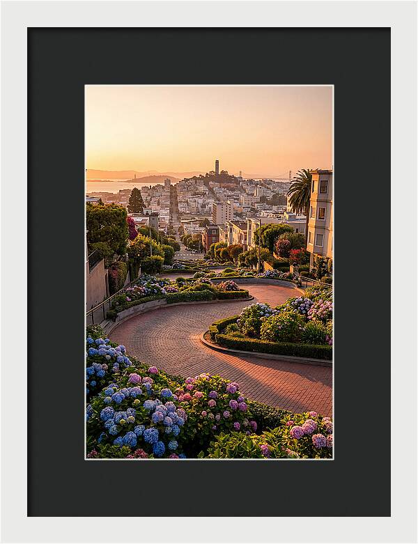 Lombard Street Curves At Golden Hour