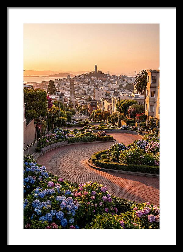 Lombard Street Curves At Golden Hour