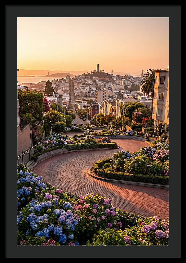 Lombard Street Curves At Golden Hour