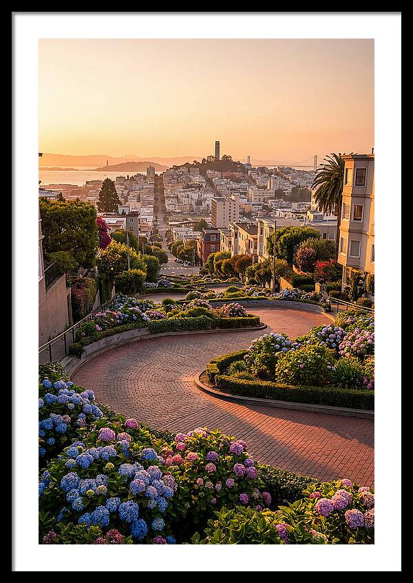 Lombard Street Curves At Golden Hour