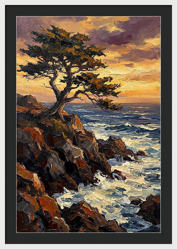 Lone Cypress Tree At Sunset
