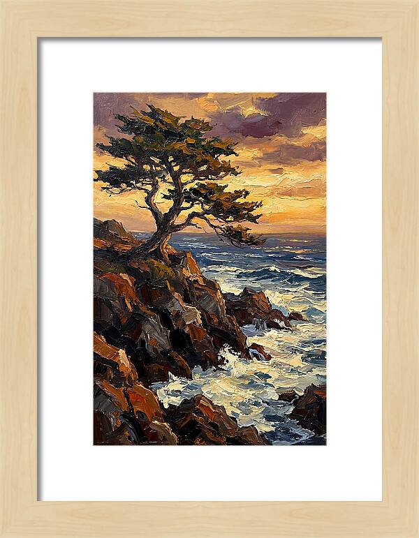 Lone Cypress Tree At Sunset