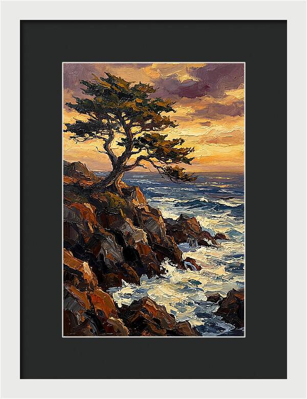 Lone Cypress Tree At Sunset
