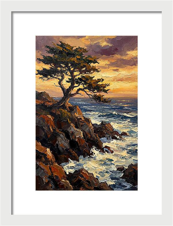 Lone Cypress Tree At Sunset