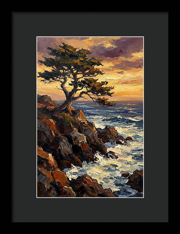 Lone Cypress Tree At Sunset