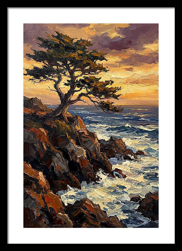 Lone Cypress Tree At Sunset