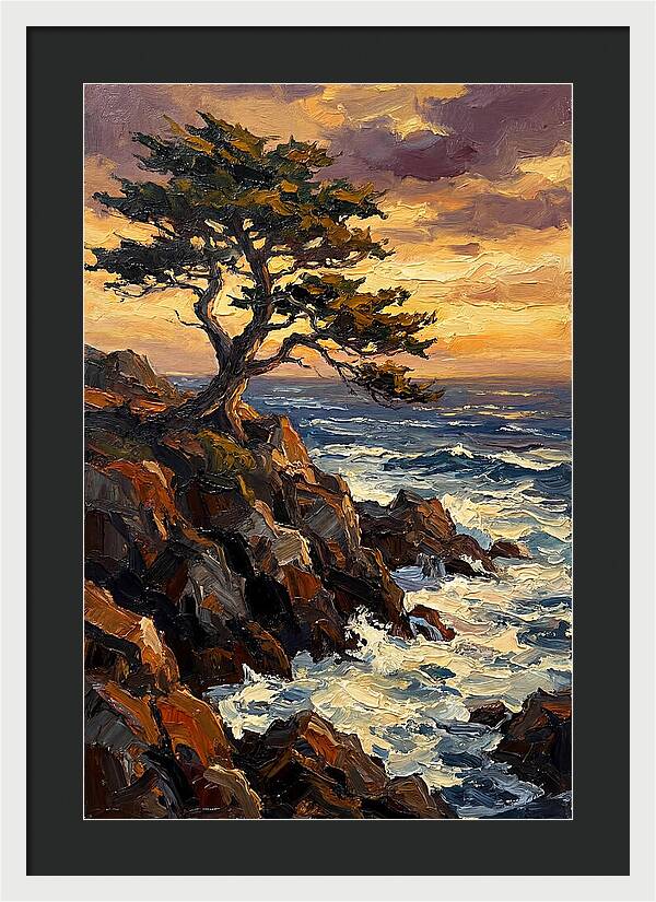 Lone Cypress Tree At Sunset