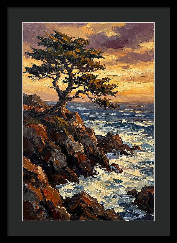 Lone Cypress Tree At Sunset