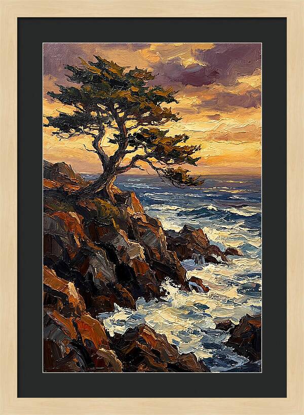 Lone Cypress Tree At Sunset