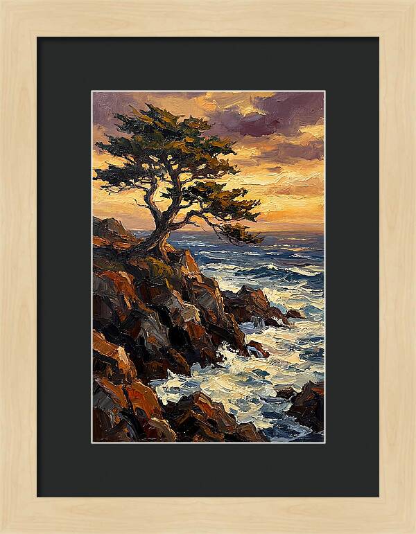 Lone Cypress Tree At Sunset