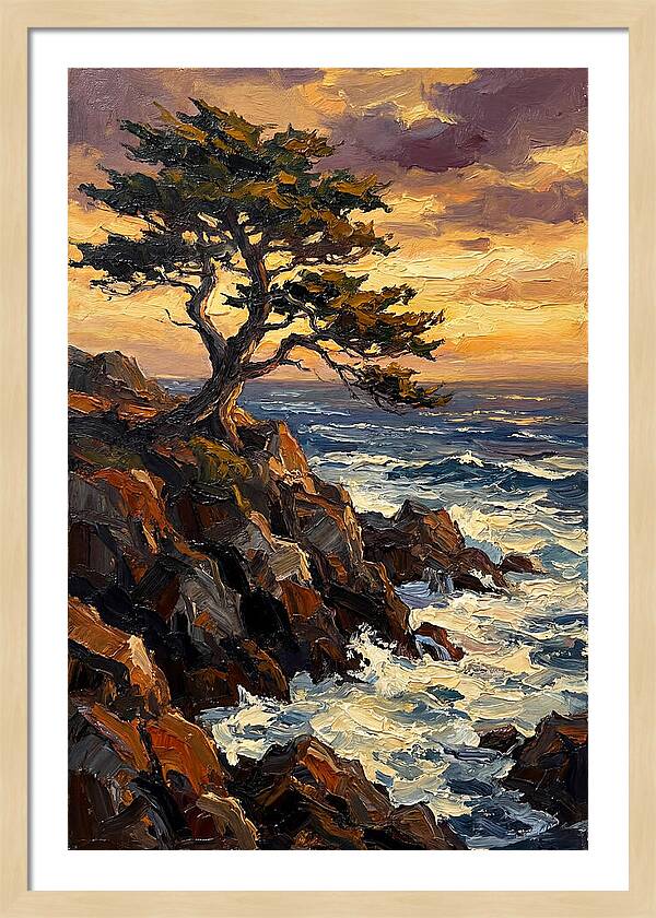 Lone Cypress Tree At Sunset
